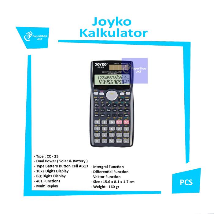 

Jual [READY] JOYKO CC-25 Calculator / Kalkulator Scientific / 401 Functions - Pcs
