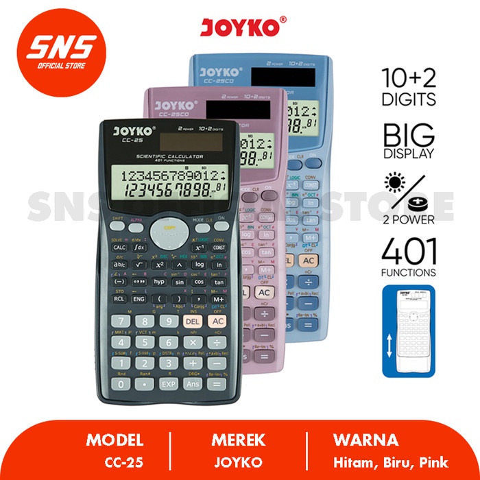 

Jual [READY] Calculator Kalkulator Joyko CC-25 Scientific 401 Functions SNS OFFICIAL STORE