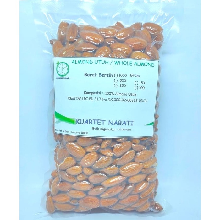 

terbaru !!! 1000gr kacang almond vakum - mentah utuh - raw whole almond npx ready