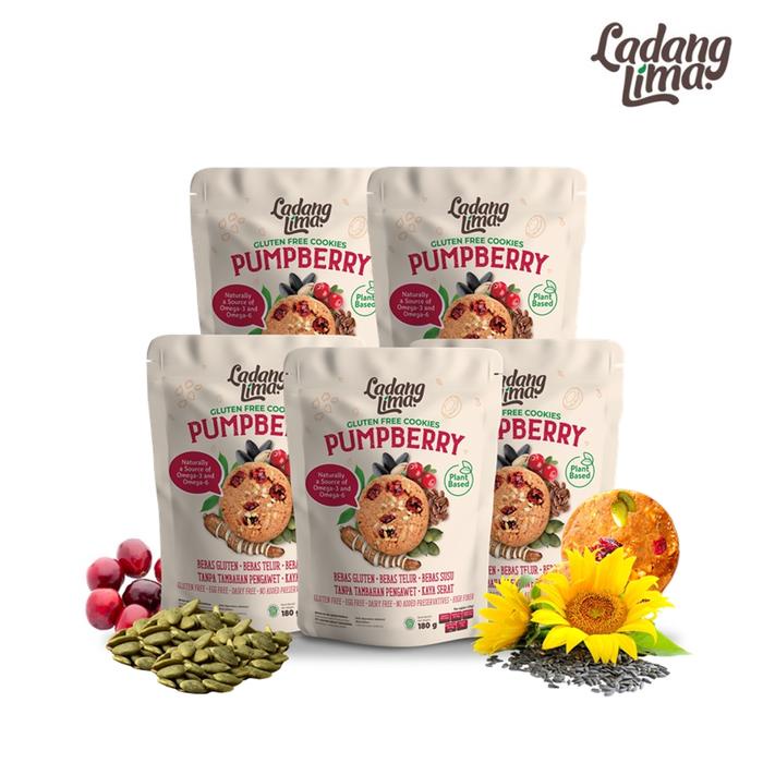 

terbaru !!! 5 pcs pumpberry 180g - cookies ladang lima gluten free food healthy snack kukis kering