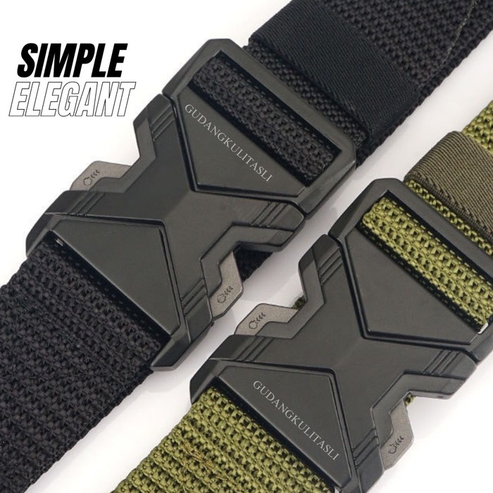 *TOP* GESPER PRIA TACTICAL NYLON SABUK OUTDOOR KEPALA BESI MILITER