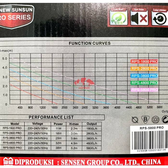 JTTOP" WATER PUMP SUNSUN RPS5800 / POMPA AIR SUNSUN RPS 5800