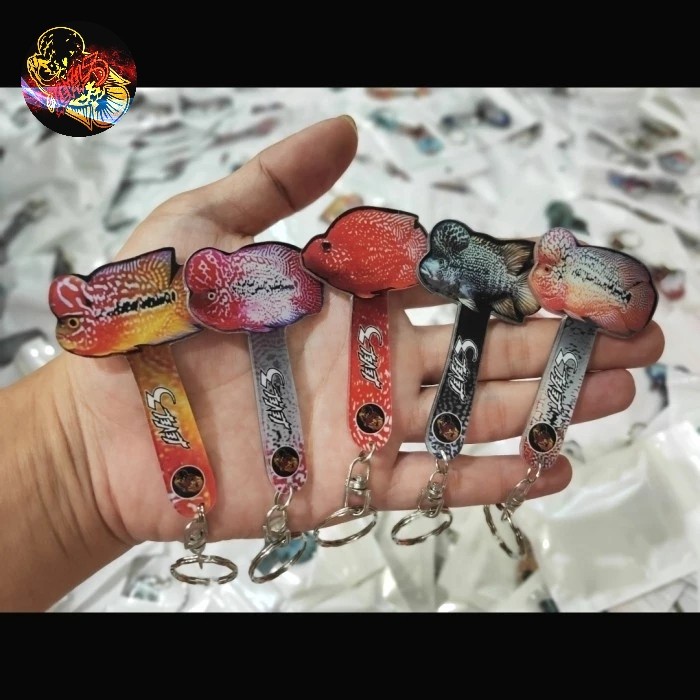 JTTOP" WAYANG IKAN LOUHAN KECIL FULL ACLYRIC UNTULAN MENTAL GANTUNGAN KUNCI