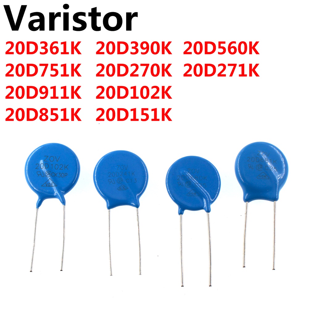 10Pcs Varistor 20D361K 20D751K 20D911K 20D851K 20D390K 20D270K 20D102K 20D151K 20D560K 20D271K