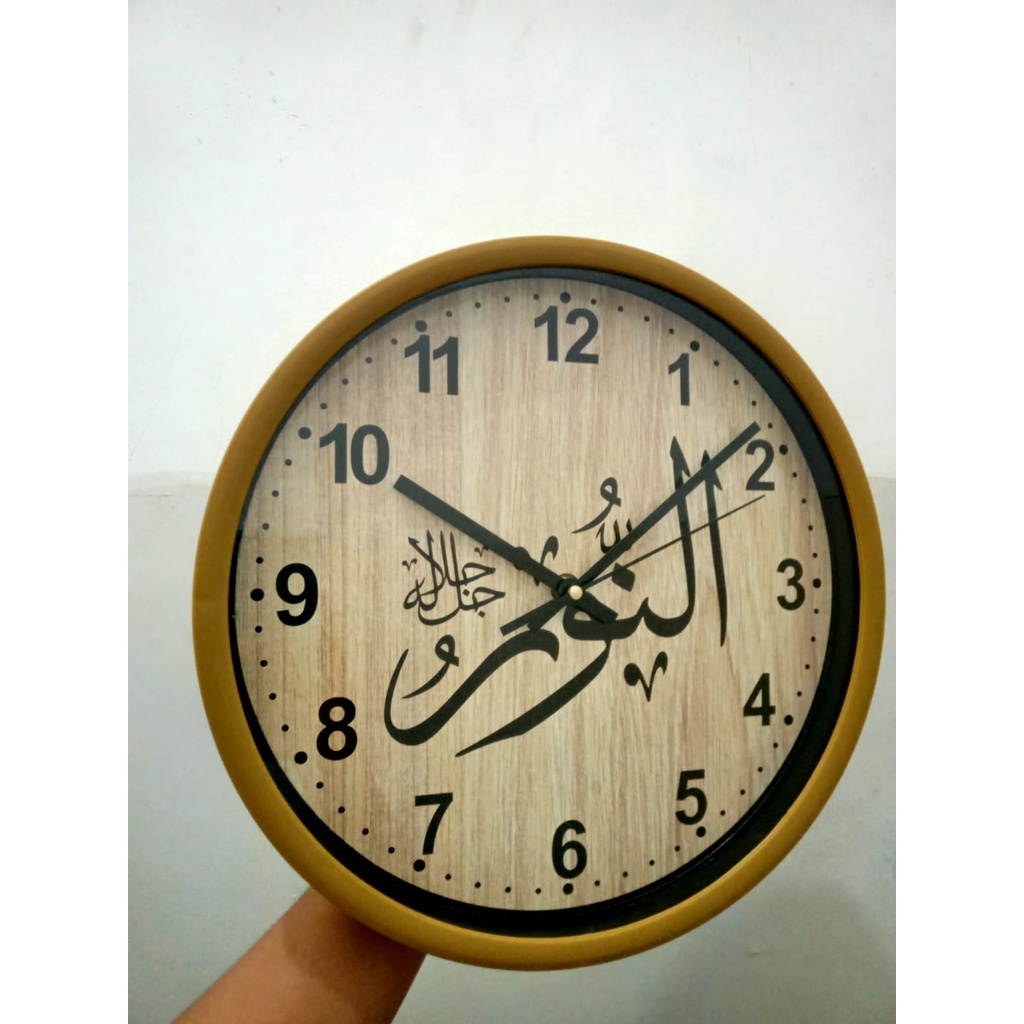 TERLARIS Jam Dinding Kaligrafi Arab Wall Clock Analog Dingding Tempel Tembok Islam Dekorasi Dinding