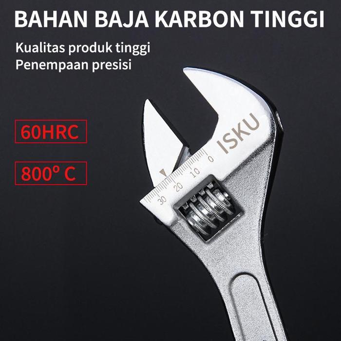 ISKU Kunci Inggris 8"-12'' / Tools- Alat Perkakas Adjustable Wrench logam