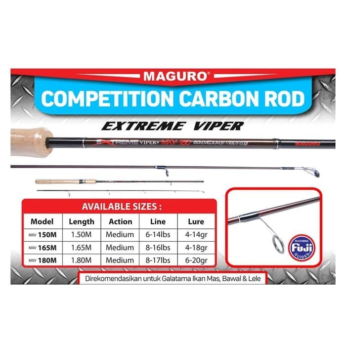 Joran Maguro Extreme Viper 150 165 180 Pancing Carbon Fuji #Gratisongkir