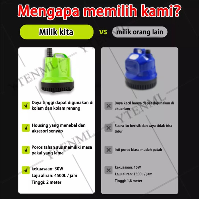 GASS. MESIN POMPA AIR CELUP KURAS SEDOT KOLAM IKAN AKUARIUM TOREN 5000L/H ORIGINAL