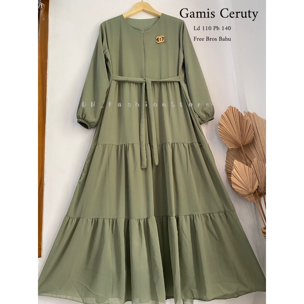 PROMO / Gamis/Dress Ceruty Babydoll Polos Free Bros Bahu Best Seller