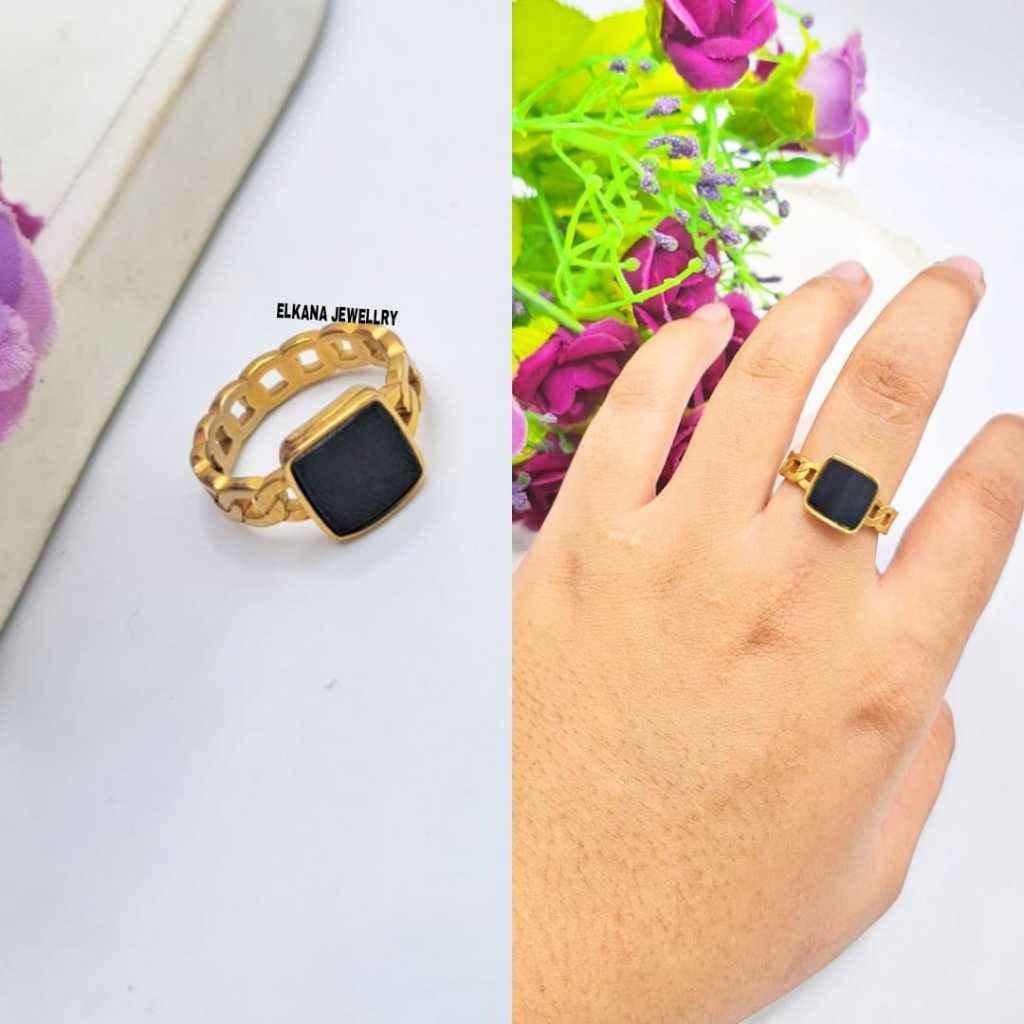 JelitaFash- CINCIN TITANIUM RING KOTAK HITAM ANTI LUNTUR & ANTI KARAT (COD)