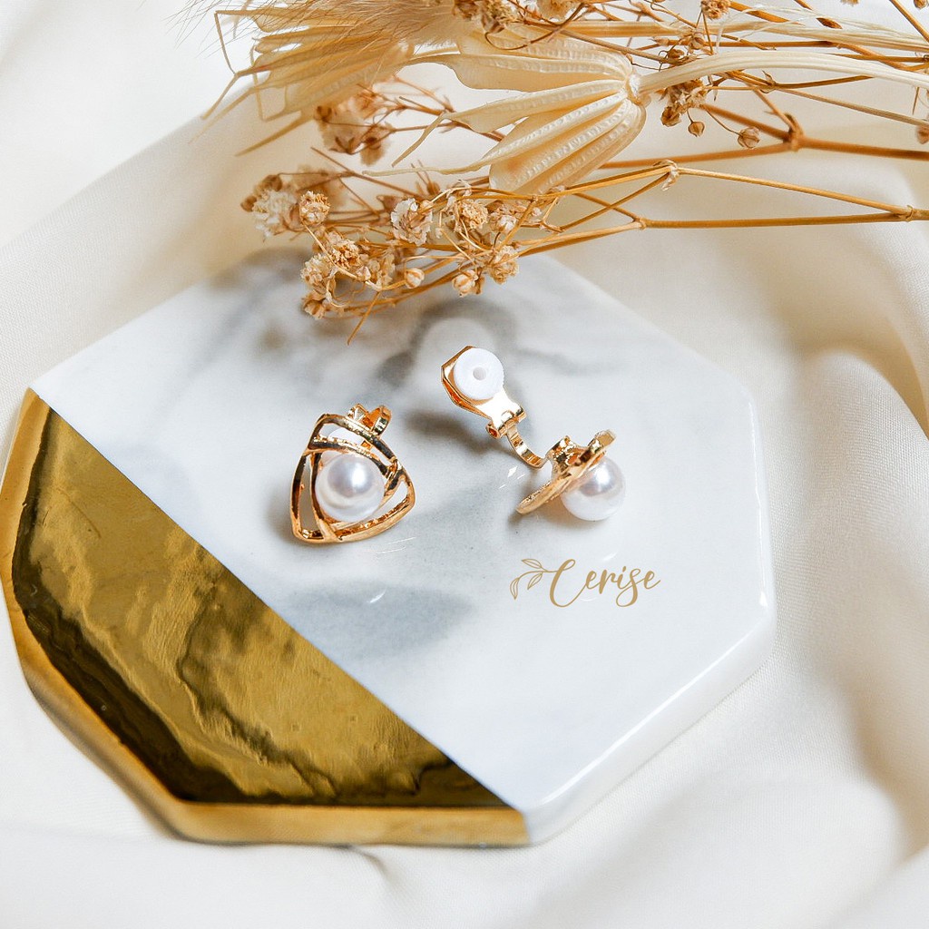 JelitaFash- Fayoline Earrings Anting jepit korea tanpa tindik emas mutiara cantik aksesoris wanita