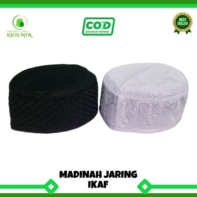 Peci Kopiah Haji MADINAH JARING IKAF Murah, Peci Madinah Ikaf, Kopiah Madinah Ikaf, Peci Haji Jaring