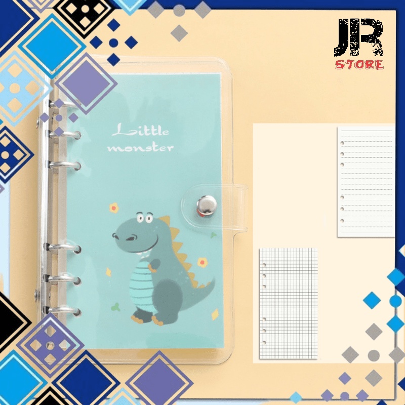 

Buku Binder Catatan Notebook Horizontal Grid Ring Snap Little Monster Jj50 Tosca