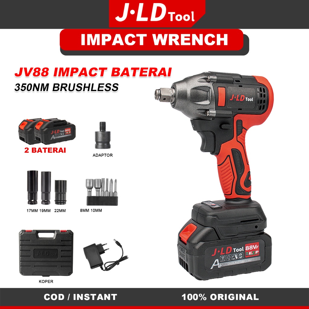 JLD 350NM Impact Wrench Brushless impact baterai air jumbo jld Cordless Original Mesin bor impact