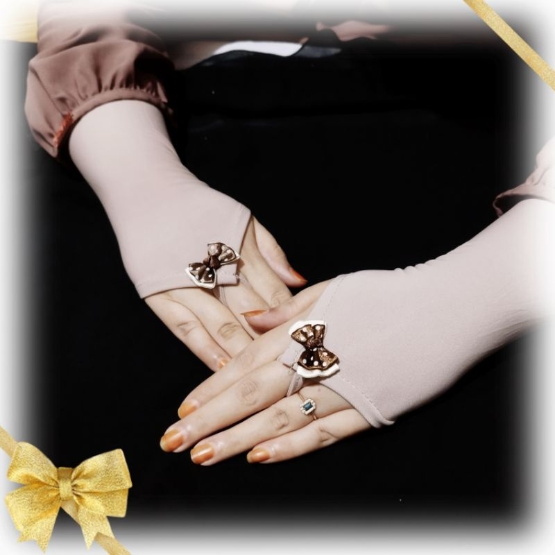 TrendyOi- Sarung Tangan Cincin Motif Pita Satin Premium/Sarung Tangan Cincin Muslimah