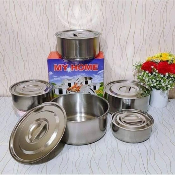 Panci Beranak Susun 5 In 1 Stainless Set Wadah Sayur 10 Pcs My Home