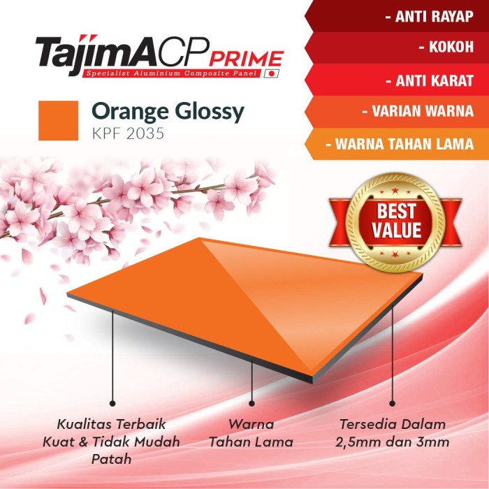 PREMIUM ACP Tajima Orange 3mm Indoor - Aluminium Composite Panel