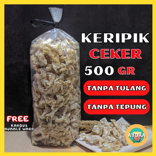 

KERIPIK KRIPIK CEKER AYAM TANPA TULANG SNACK CEMILAN PREMIUM 500 GRAM