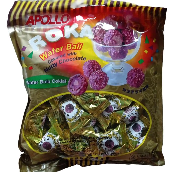 

Apollo Roka Chocolate Refill Wafer Ball 420G / Roka Coklat 70pcs Snacks ( Exp 18 -05-2026 Cokelat