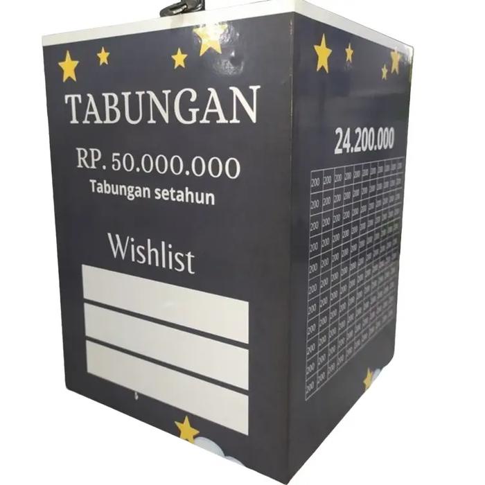 Promo Celengan kotak kunci Celengam Target Jumbo Bahan Kayu MDF Anti Rayap Tabungan Uang Unik