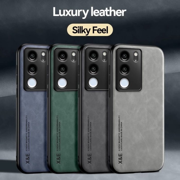 [BestSeller] Case Vivo V29 5G Leather Magnetic Suede Casing Tekstur Kulit Domba H