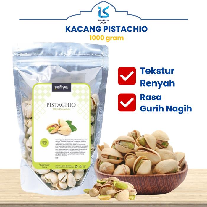 

terbaru !!! kacang pistachio safiya 1 kg kacang fustuk original snack sehat ready