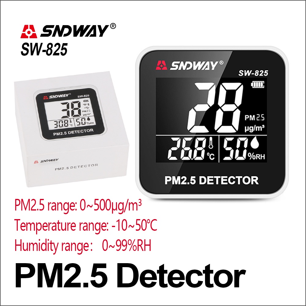 SNDWAY PM2.5 Monitor Air Quality Monitor PM 2.5 Detector Electrical Mini Temperature Humidity Gas An