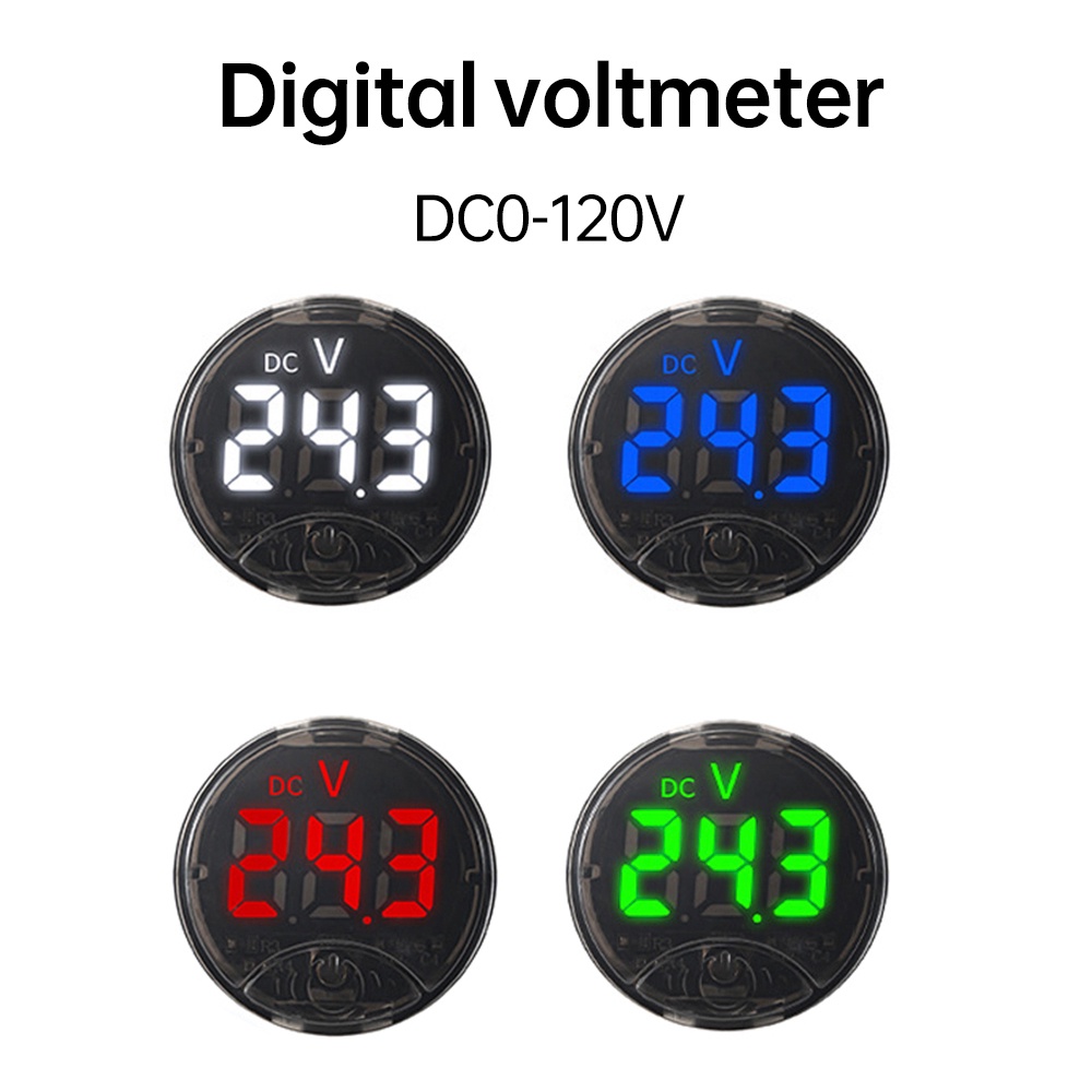 DC7-120V/DC 0-120V LED Digital Display Round DC Touch Voltmeter Reverse Connection Protection Electr