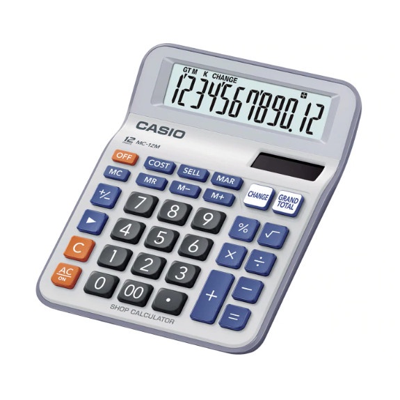 

KALKULATOR CASIO MC 12M ORIGINAL - 12 DIGIT - 2 POWER - ANGLED DISPLAY