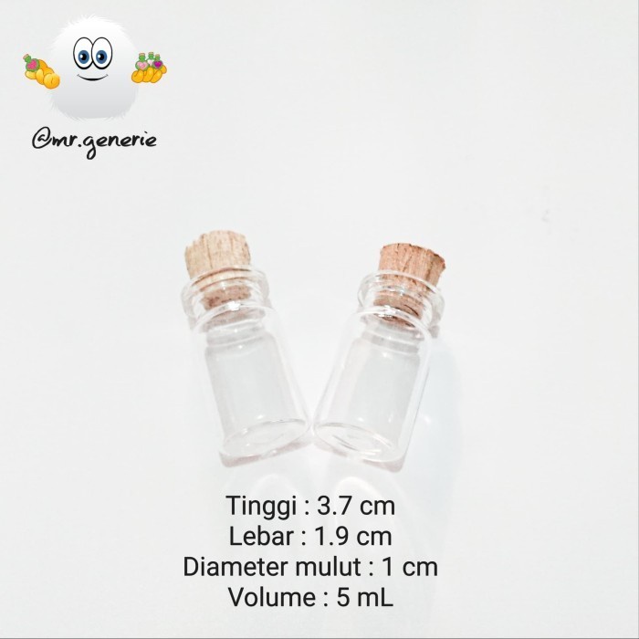 (BestSeller) botol kaca mini tutup kayu gabus 5ml / vial parfum /bottle charm kecil