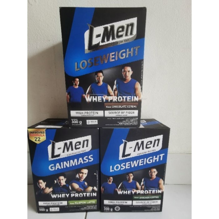 

(BestSeller) L-Men Loseweight rasa chocolate cereal, Avocado Coffee 300g, L-Men Gainmass klepon