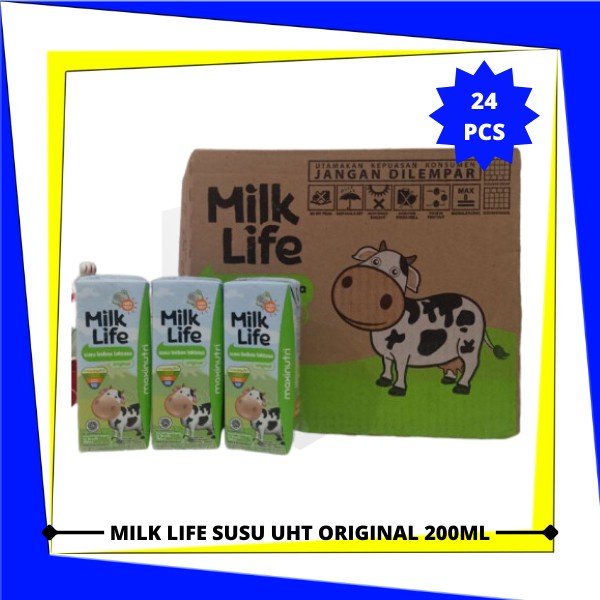

(BestSeller) MILK LIFE Susu UHT Original/ Laktosa 200ml x 24 pcs (1 Karton)