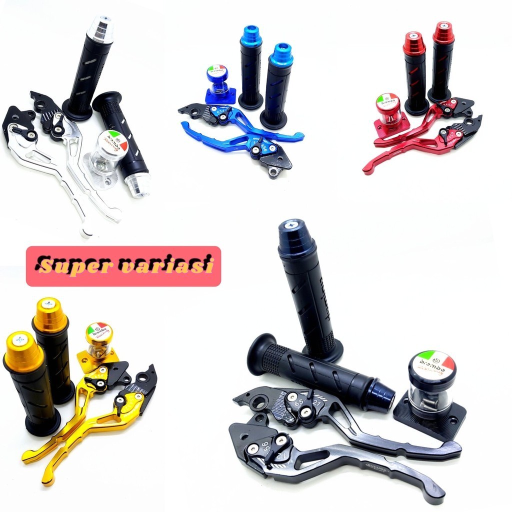 Paket Handle sisik stelan cnc Vario new + handgrip domino + jalu stang + stempel kaca Vario 150/125