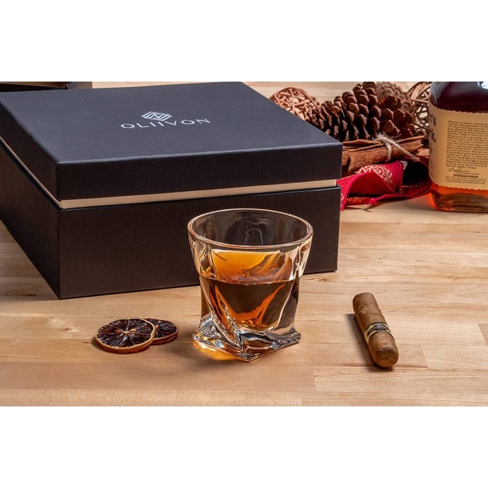 Stok Terbatas Whiskey Glass Premium Oliivon 4 Twist Whiskey Glass