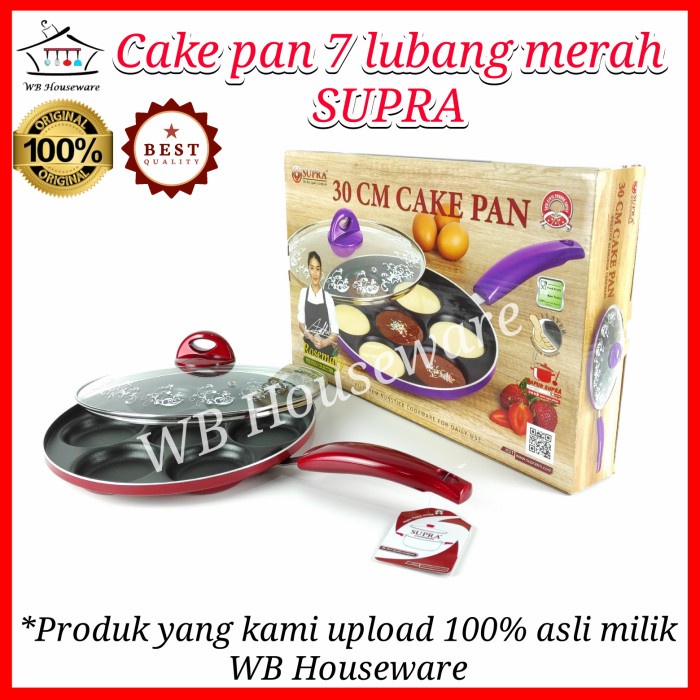cetakan kue lumpur 7lubang / martabak mini / cake pan SUPRA merah