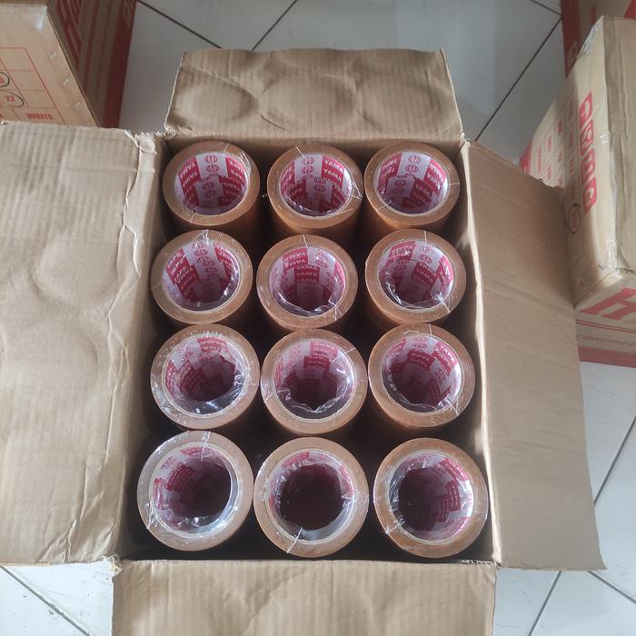 

Diskon (1 Karton Isi 12 Slop) Lakban 90 Yard Bening Coklat Harmony Kuat - Solatip Tebal Cod Cod
