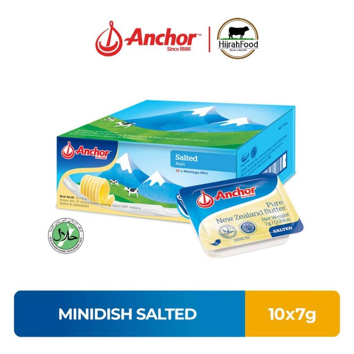 

(BestSeller) Anchor Pure Salted Minidish Butter Mentega Asin New Zealand 7 gram 10pcs