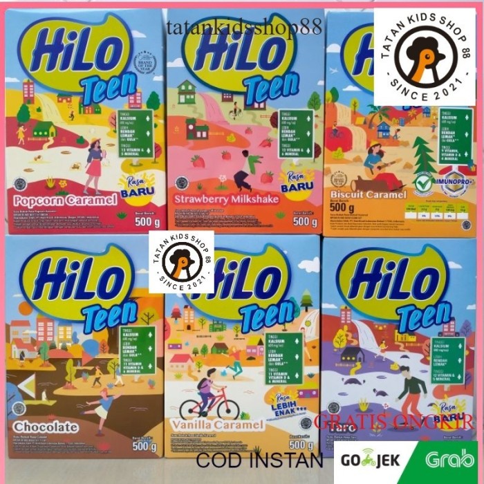 

(BestSeller) Hilo Teen 500 gr Chocolate Vanilla Taro Popcorn Strawberry Milkshake Biscuit Caramel