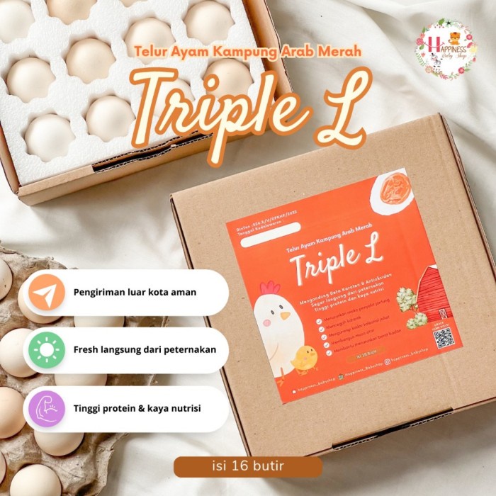 

(BestSeller) (PACKING AMAN) TRIPLE L TELUR / TELOR AYAM KAMPUNG ARAB FRESH ISI 16 BUTIR
