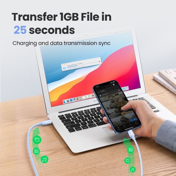 TOP UGREEN USB C TO LIGHTNING MFI CABLE 1M LIQUID SILICONE UNTUK IPHONE -