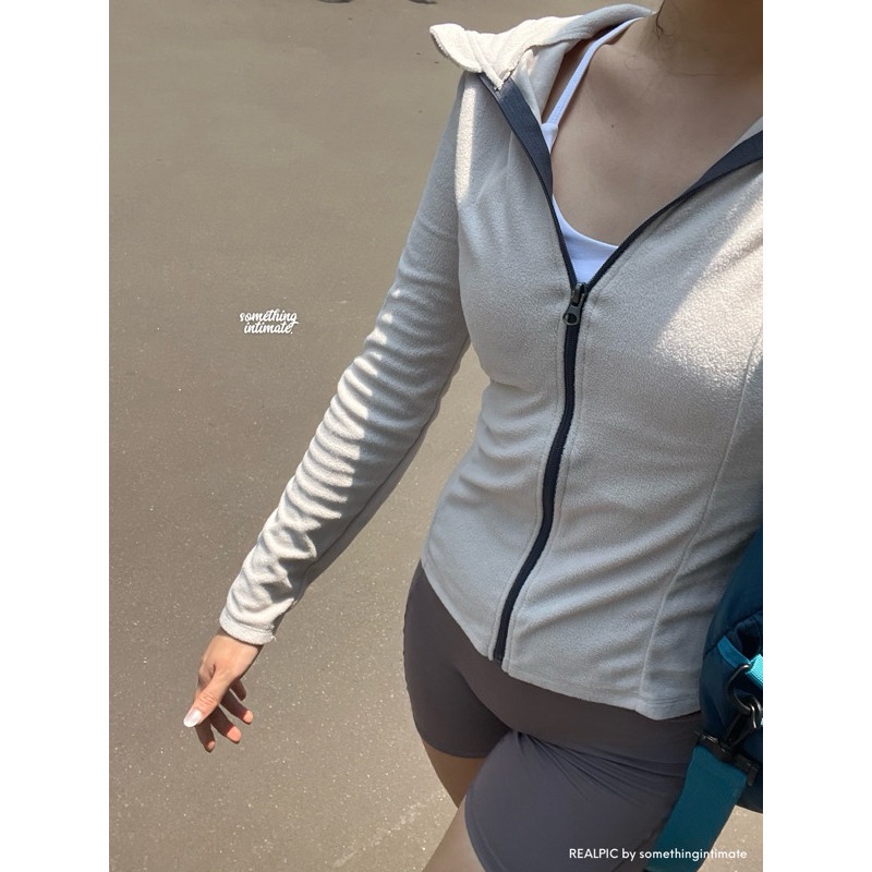 PROMO / STL Slim Fit Athletic Polar Fleece Gym Hoodie Jacket - Jaket Bodycon Gym Yoga Pilates