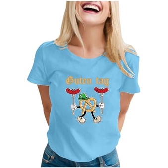 Baju Wanita Oktoberfest Jerman Kaos Festival Bir Atasan Lucu Gambar Minum Bir Kaus Santai Longgar Wa