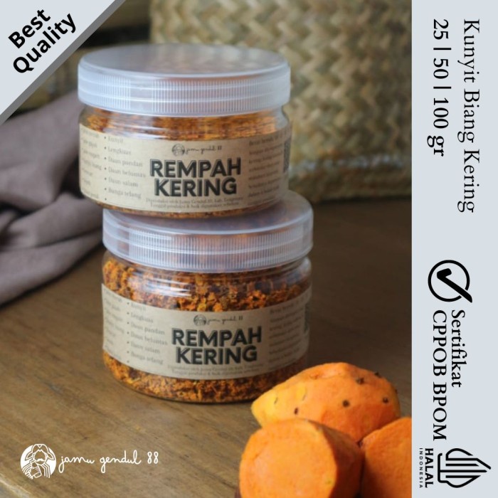 

Kunyit Biang Cacah Kering - Dried Turmeric - Rempah Kering by Jamu Gendul 88 Kualitas Premium Sudah