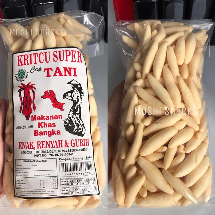 

Kritcu Telur Cumi Super Cap Tani 250gr Asli Bangka / Krupuk Stick Cumi / Kerupuk Cumi Bangka Export
