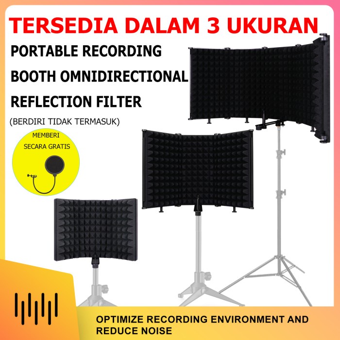 PREMIUM PORTABLE vocal booth Recording Microphone Isolation Shield paket karaoke sound system Stand