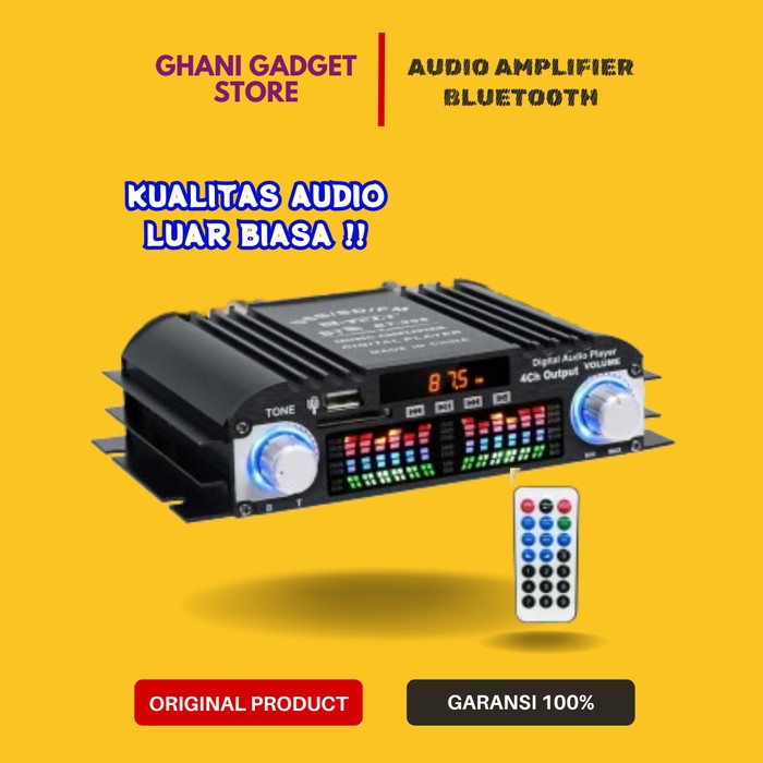 PREMIUM Audio Amplifier HiFi Ampli Bluetooth 5.0 Universal Stereo 4 Channel 1600W Karaoke Mobil
