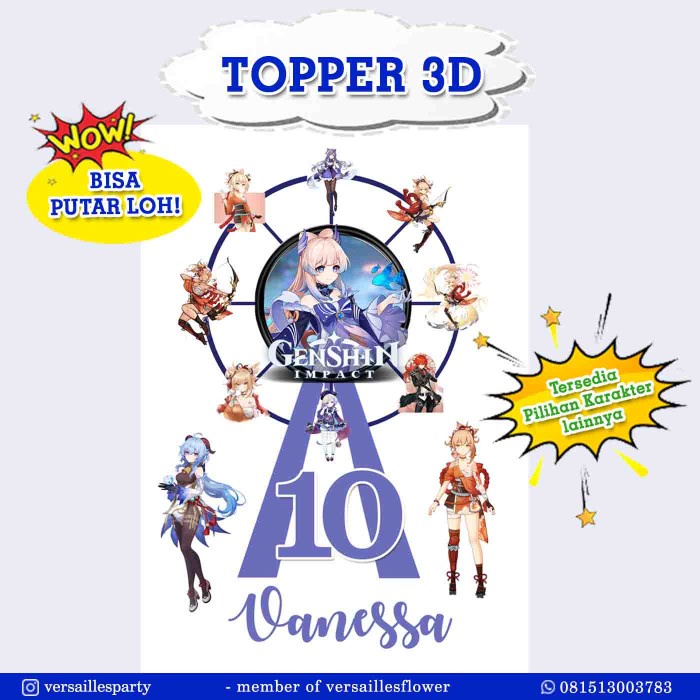 cake Topper Putar Genshin Impact / Topper 3D Bianglala Genshin Impact