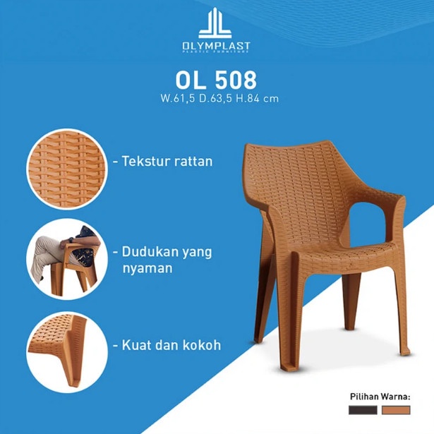 Terbaru Kursi Plastik Olymplast Ol 508 Kursi Plastik Tangan Motif Rotan Ol508