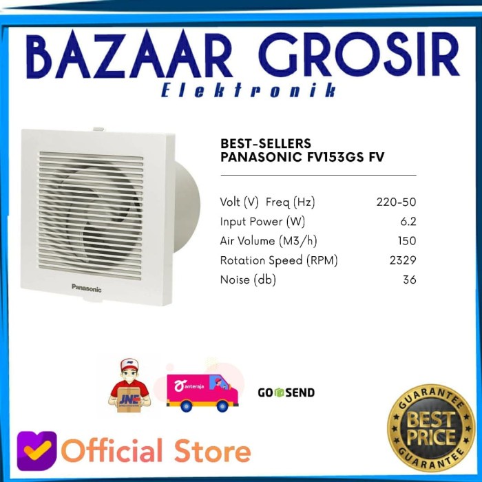 Promo Exhaust Fan Hexos Panasonic Kamar Mandi Fv15Egs Fv 15Egs 15Cm {Ready High Quality Best Seller