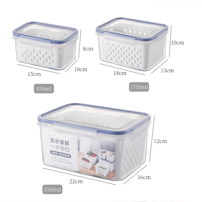 Kotak Penyimpanan Makanan Daging Kulkas Dengan Tirisan